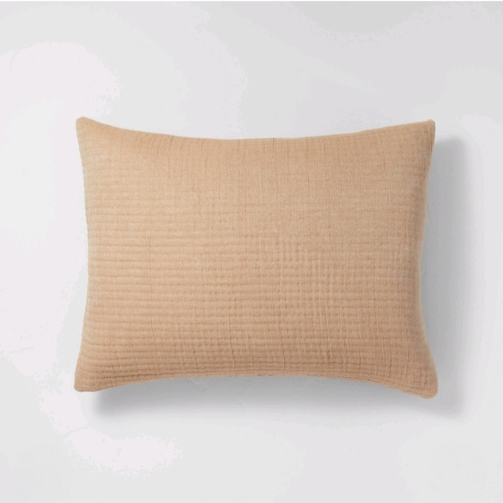 Casaluna Standard Reversible Textured Cotton Chambray Coverlet Sham Natural/Warm